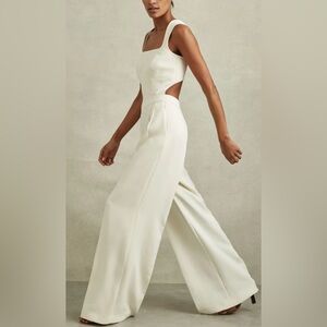 Reiss Ivory Dion Wide-Leg Cut-Out Jumpsuit